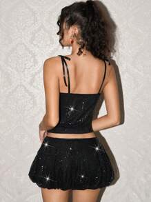 SHEIN EZwear Falda sencilla decorada con lazo para mujer, uso casual de todos los días