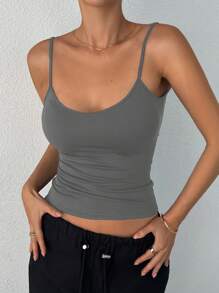 DAZY Women's Casual Versatile Slim Fit Backless Camisole Tank Tops,Back To School Clothes - Grey - View 2