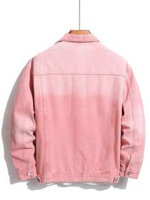 Manfinity Homme 男士休闲宽松牛仔夹克，简约时尚，适合日常穿着 - 粉色 - 查看 2