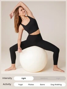 GLOWMODE FeatherFit™ Twist Back Sports Tank Top Low Impact Yoga Daily Gym Fall Winter - Black - View 5