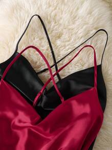 2件套女士性感蕾丝拼布开衩长款睡袍 - 彩色 - 查看 3