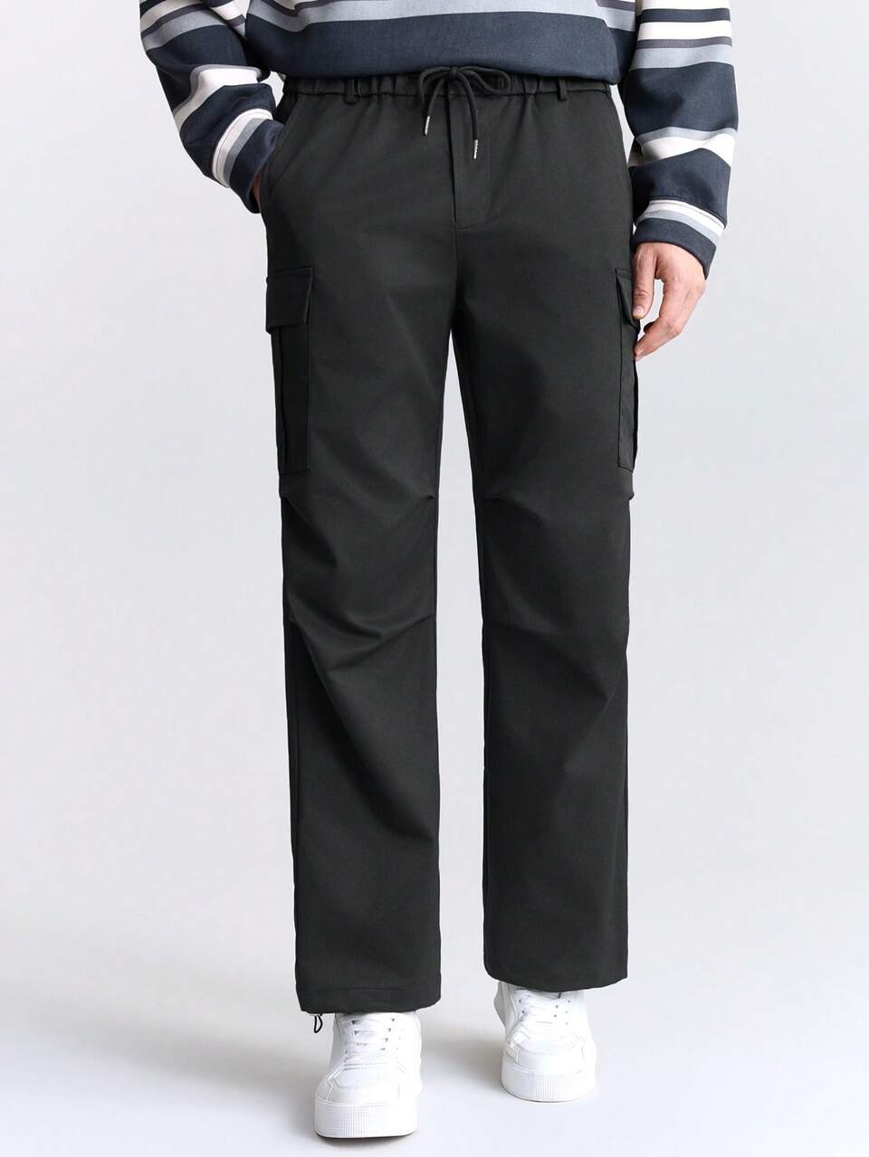 2025 Spring Summer Casual Plain Solid Color Loose Wide-Leg Cargo Pockets Pants, Daily Versatile, Commuting