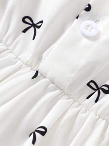 2 Pieces Baby Girl Casual Cute Bow Pattern Dress And Single-Breasted Denim Vest Set