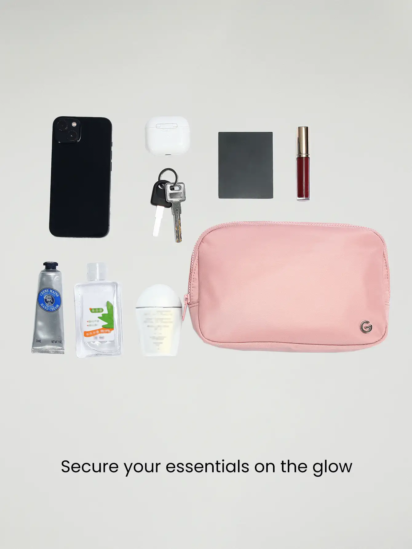 GLOWMODE 1L Zipper Everywhere Belt Bag Water Repellent Waist Crossbody Bags With Adjustable Strap - Dusty Pink - View 3