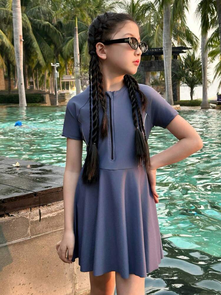 Tween Girl One-Piece Swimsuit Vacation