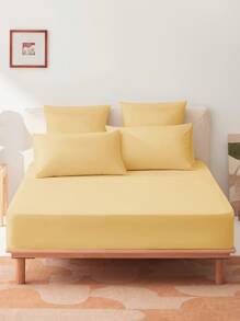 1 pieza [100% Algodón] Sábana ajustable de unicolor, protector de colchón, cubierta de colchón, cubierta de base de cama, ropa de cama suave, transpirable y cómoda, para todas las estaciones, lavable a máquina, anti-encogimiento y anti-decoloración, para camas de todos los tamaños - Sábana individual, doble, king, queen, Rama Bedtime Comfort