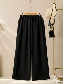 Lacomfia Elegancki styl okrągły dekolt haftowana siateczka patchwork duży rozmiar 2 częściowy zestaw