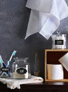 SHEIN 5 Sheets Chalkboard Labels Stickers With Round Rectangle Heart Shape Stickers Spice Jar Storage Bottle Box Backboard Sticker - Black - View 4