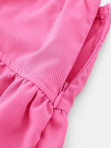 SHEIN Girlism 女童休闲双层半身裙，荷叶边裙摆，侧边系带，适合秋冬季日常休闲穿着及上学，可与妈妈和女儿、姐妹穿着。 - 粉色 - 查看 5