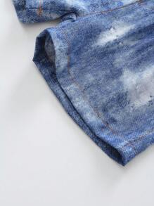 2pcs/Set Toddler Baby Boys Casual Cool Y2K Tie Dye Denim Effect Print Pocket Shorts, Suitable For Outdoor, Home, Music Festival, Summer - Multicolor - View 6