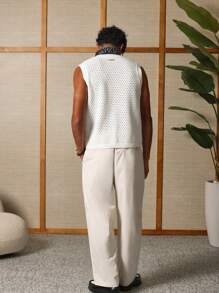 SUMWON Gilet smanicato in maglia aperta, canotta, maglione leggero moderno, gilet classico a rete, capo di abbigliamento estivo e primaverile, pezzo fashion essenziale