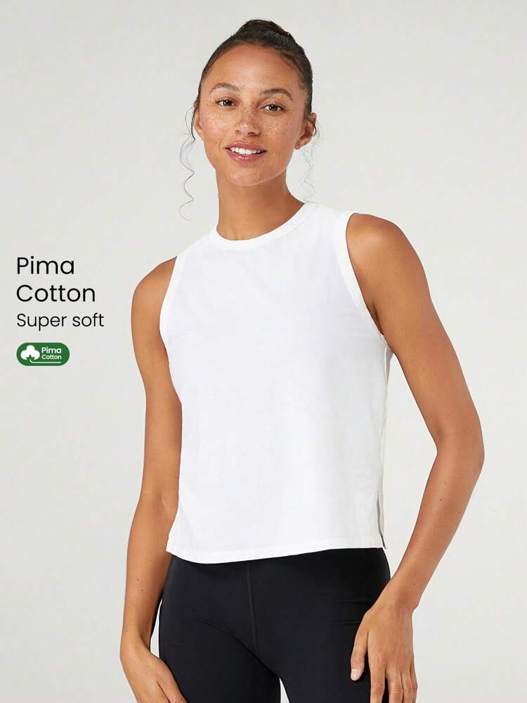 Pima Cotton Reflective Slit Tank Top Gym