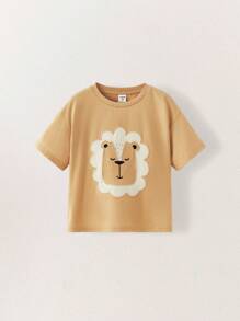 THE HAPPY LOOK 男童可爱棕色狮子印花 T 恤