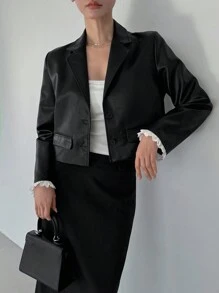 DAZY Manteau court  pour femmes avec volants aux poignets, blazers pour femmes, tenue de bureau