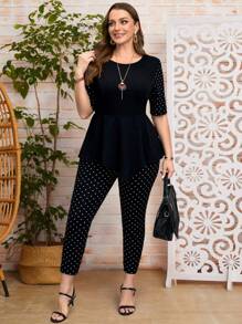 EMERY ROSE 2 bucăți/Set, cu mâneci scurte și pantaloni lungi - Negru - Vizualizare 5