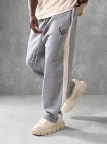 SUMWON Premium Athletic Sweatpants With Side Stripe, Elastic Cuffs, Modern Jogger Style, Cozy Winter Loungewear, Workout Running Training Pants - Light Grey - View 2