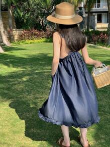 DAZY Vestido vaquero para niña preadolescente para otoño, ropa de vuelta al colegio