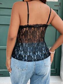 SHEIN Frenchy Plus Size Casual Elegant Lace Spaghetti Strap Camisole