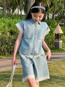 Dazy Kids Tween Girl Denim 2 Pieces Outfit,Girls Summer Outfits,Back To School Clothes
