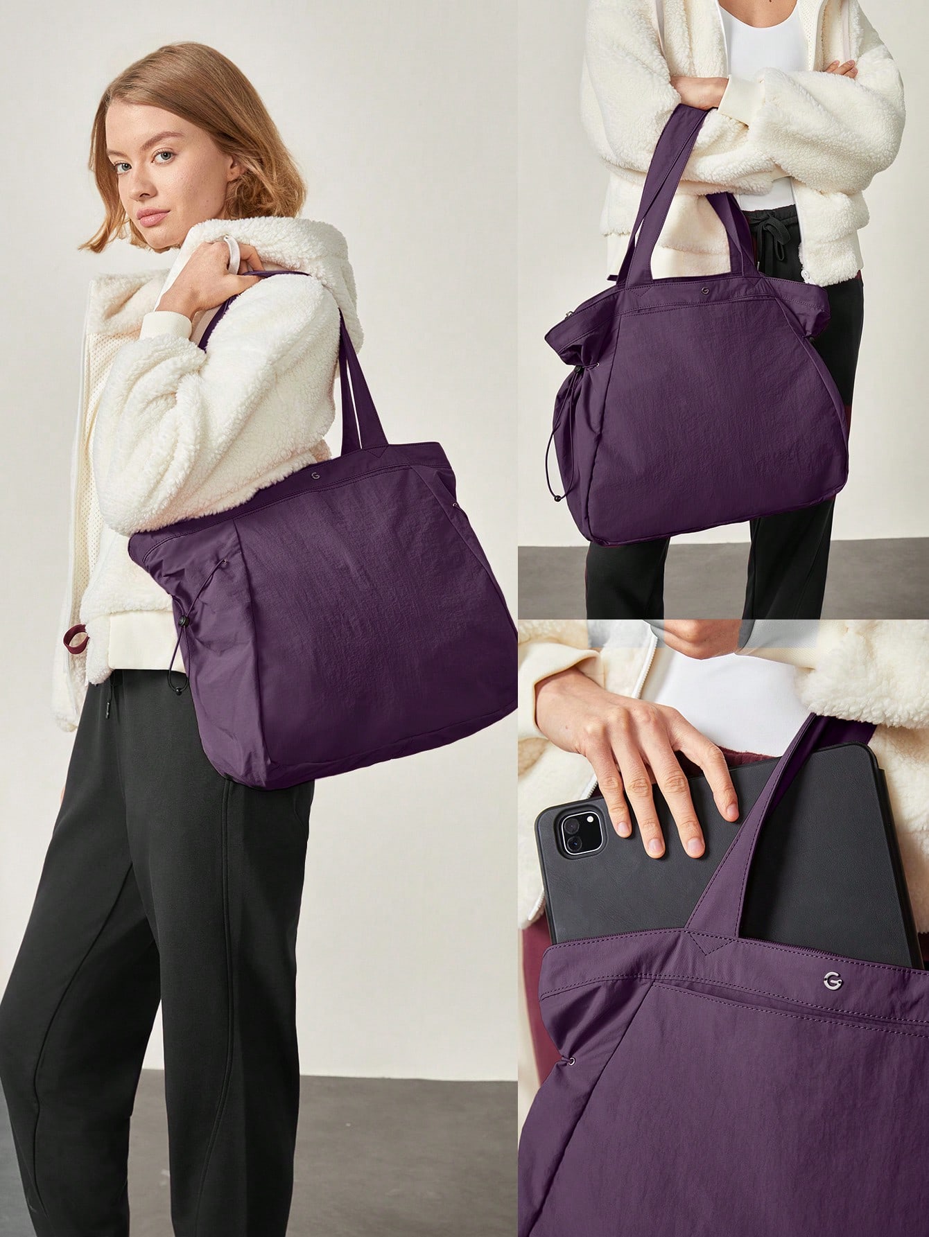 18L NylonZipper Pocketed Tote Bag Beach Travel Daily Casual Travel