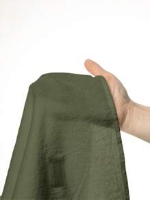 Rusticease 女士纯色拼布圆领短袖休闲衬衫，适合夏季 - 軍綠色 - 查看 3