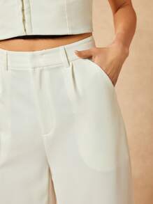 VALERIA GÓMEZ Designer White Wide Hem Lounge Pants Festival Outfits - White - View 5