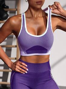 Powerista Seamless Women Sports Bra, Minimalist & Fashionable Casual For Daily Wear - Purple - View 1