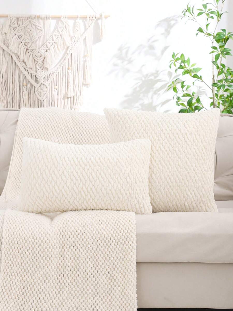 菱形毛绒抱枕套，纯色，适合客厅和卧室装饰