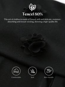 Ontre 女式黑色长袖露肩衬衫，带 3D 玫瑰花图案，夏季女士春季上衣，长袖女士上衣 - 黑色 - 查看 9