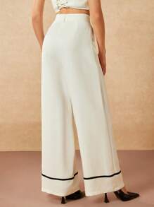 VALERIA GÓMEZ Designer White Wide Hem Lounge Pants Festival Outfits - White - View 2