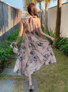 DAZY 女士扎染吊带连衣裙度假装扮 女士复活节邮轮装扮 - 粉色 - 查看 7