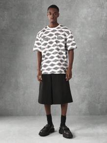 SUMWON Athletic Jersey Football T-Shirt Premium Performance Geometric Pattern Number 8 Sportswear Varsity Team Training Casual Active Wear Breathable Top - Black and White - View 4