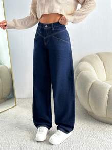 RueChic Women Front Button Pocket Simple Denim Jeans, Casual Everyday Wear