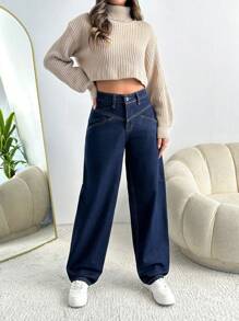 RueChic Women Front Button Pocket Simple Denim Jeans, Casual Everyday Wear