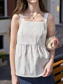 Jouncy Women's Summer Spaghetti Strap Cropped Tank Top, Fresh & Stylish Korean Style - White - View 5