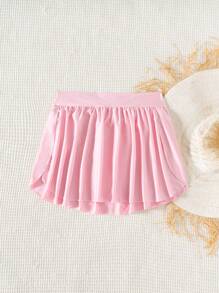 SHEIN Swim Regular Ruffle Hem Swim Shorts For Women, Pink - Pink - View 7