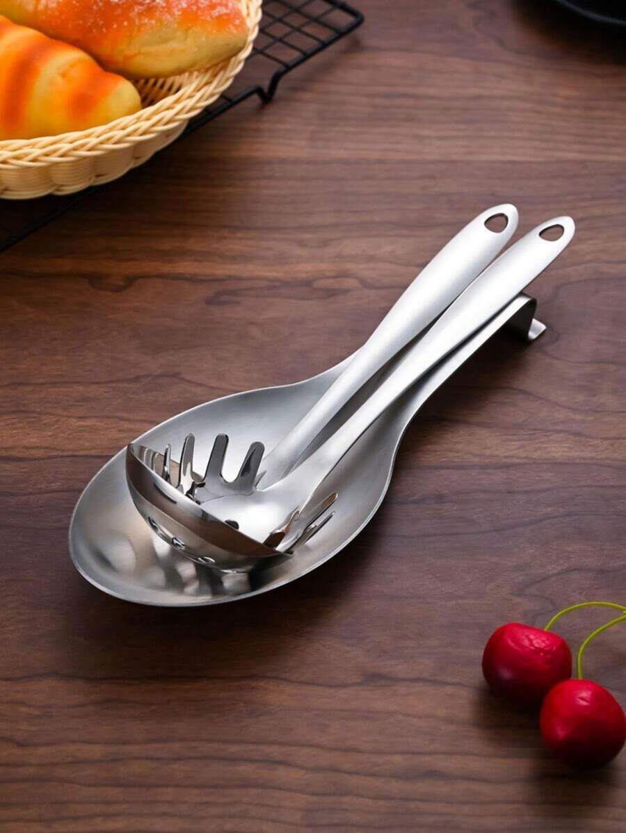 SHEIN 1pc Stainless Steel Silver Pot Lid Holder,Minimalist Silver Spoon Rest For Kitchen