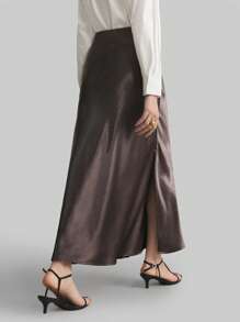 Ontre 女士简约时尚休闲日常半身裙 - 深灰色 - 查看 5