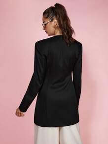 COSMINA Women's Elegant Black Mid-Length Blazer For Spring/Summer - Black - View 2