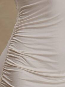 MUSERA 深 V 领短袖修身长裙，适合春假优雅夏季海滩