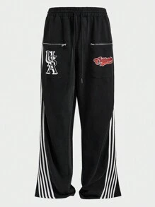 Manfinity VCAY Plus Size Men's Loose Fit Acid-Washed Knit Long Sweatpants - Multicolor - View 4