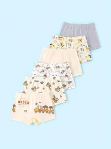 6pcs/Pack Young Boy Cartoon Car Printed Breathable Briefs - Multicolor - View 2
