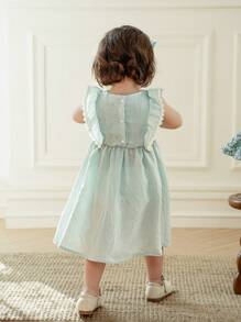 SHEIN Robe unie à volants de style vintage français pour bébé fille, adapté pour l'été