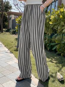 DAZY Women Wide Leg Straight Textured Loose Pants - Multicolor - View 4