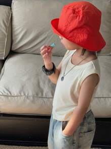 DAZY Young Boy Casual Versatile Solid Color Tank Top - Multicolor - View 6