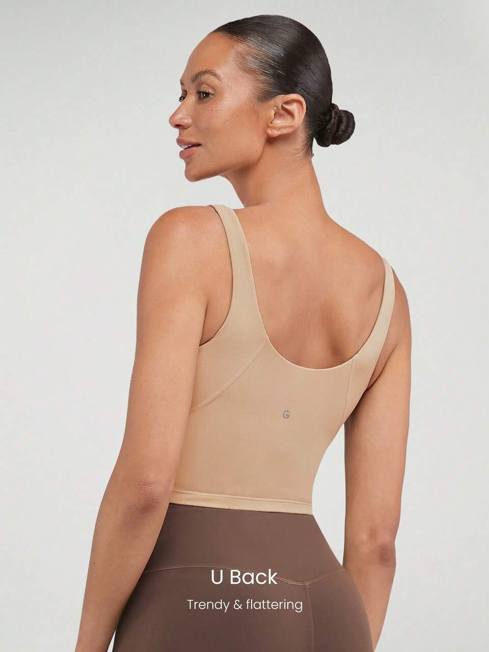 FeatherFit™ U Back Cropped Active Tank Top Low Impact Yoga Pilates Daily Spring Summer