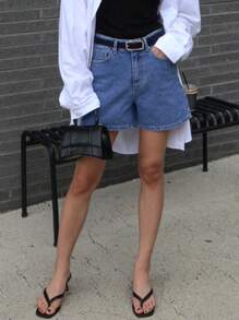 DAZY Women's Simple Loose Pocket Denim Shorts, Casual Daily Wear - Light Wash - View 8