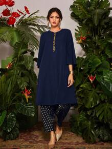 Divindia Cămașă lungă de damă casual cu broderie florală