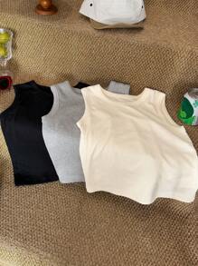 DAZY Young Boy Casual Versatile Solid Color Tank Top - Multicolor - View 8