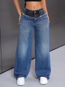 SHEIN ICON Women's Casual Denim Jeans, Stylish Everyday Wear - Blue - View 1